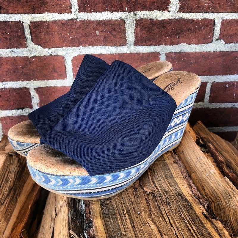 lucky brand navy wedges