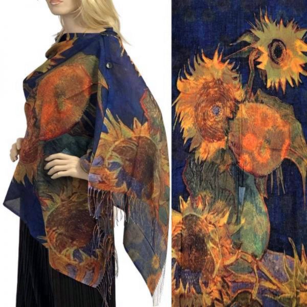 Purple Sunflower Cotton Touch Shawl/Scarf