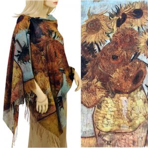 Rust Sunflower Cotton Touch Shawl/Scarf