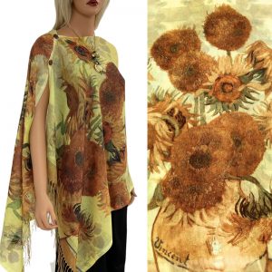 Mustard Sunflower Cotton Touch Shawl/Scarf