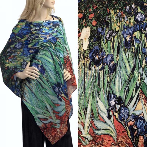 Iris Bouquet Charmeuse Satin Shawl/Scarf